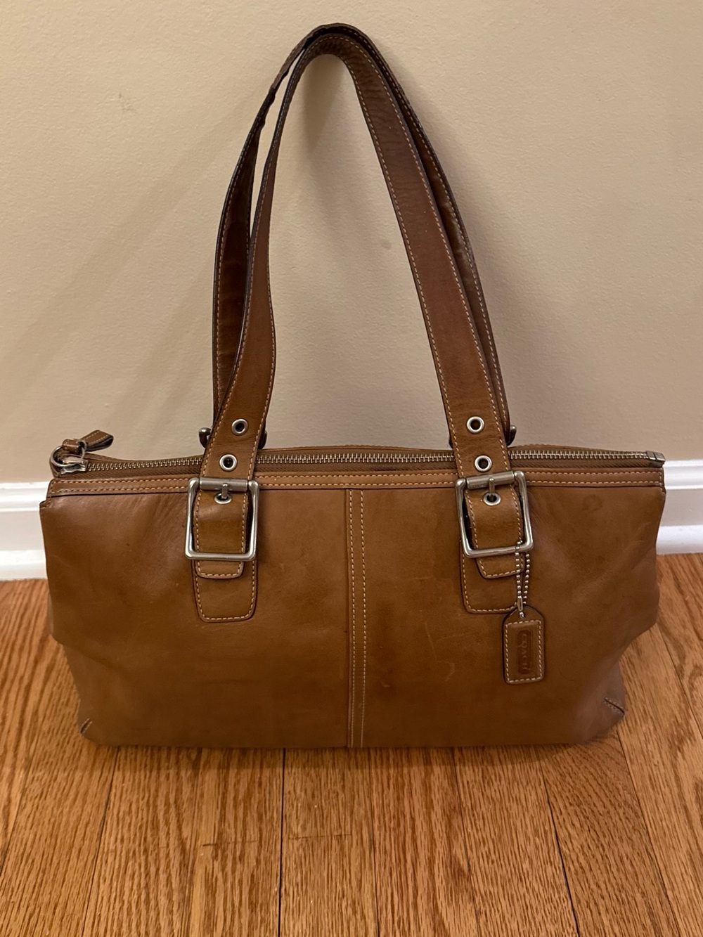 Vintage Coach Hampton Leather Carryall Tote | Style 9554 | Saddle Tan